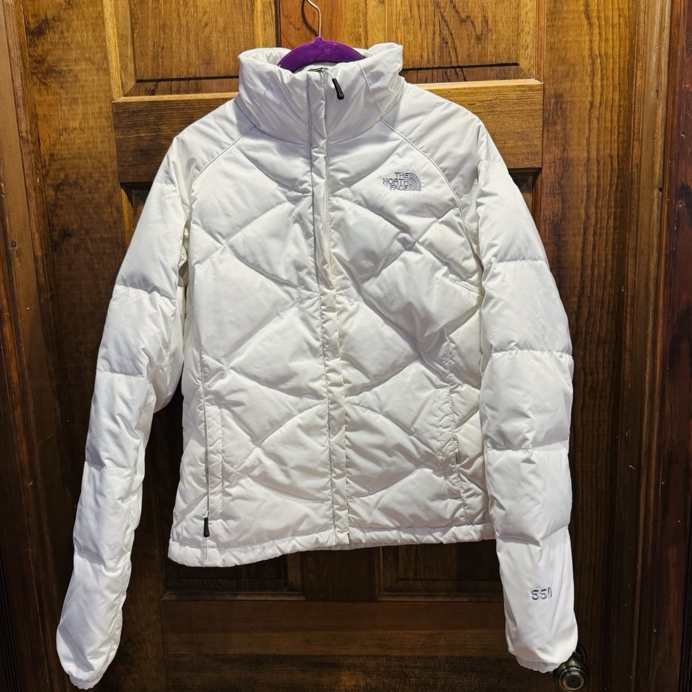 The North Face Women's White 550 Puffer Jacket 75% Goose Down Size Small
